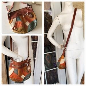 Cute retro patchwork leather crossbody bag‎ by Fossil